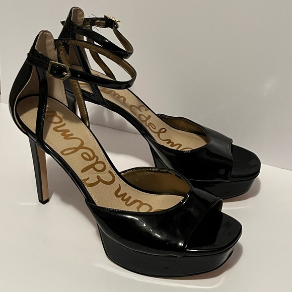 Sam Edelman Women's Kayden Heels Black Faux Patent Leather - Picture 3 of 15